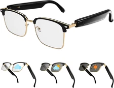 AI Smart Glasses Bluetooth Audio Glasses Sunglasses with Photochromic Lenses, Tr