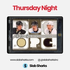 2008 O-PEE-CHEE SIDNEY CROSBY EVGENI MALKIN SERGEI GONCHAR MATERIALS TRIPLE MEM