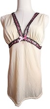 Y2K Babydoll Cami Top Lace Trim Pink Ribbon Coquette Fairy Grunge M Whimsigoth