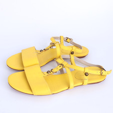 Balenciaga Women's Leather Giant Arena Studded Flat Sandals Yellow US 7 EU 37