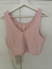 Lululemon Ribbed Soft stream Cropped Tank Pink FUSP Sz 10