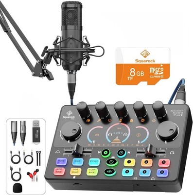 RS2i2 Podcast Equipment Bundle Audio Interface Mixer 48V Mic 8GB Recorder - NIB