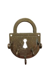 Encantador llavero vintage con forma de cerradura de latón macizo vintage MCM gran pátina
