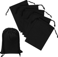 Black Cotton Drawstring Bags, Reusable Quality with Double String, For Pantry Gi