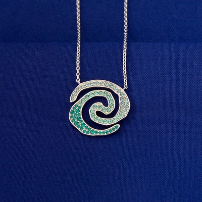 Disney X RockLove NEW 'Moana' Crystal Wave Necklace in Sterling Silver