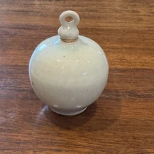 Vintage Chinese Porcelain Snuff Bottle Stopper Very Fine Glazed Round