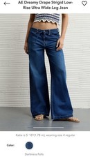 AE DREAMY DRAPE STRIGID LOW-RISE ULTRA WIDE-LEG JEAN SIZE 0 REGULAR
