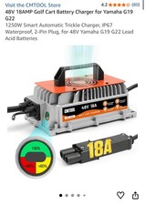 36V 25A Golf Cart Charger 1250W Smart Waterproof EZGO Yamaha Club Car