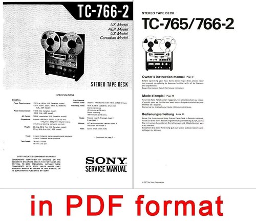 SONY TC-766-2 Service & User Manual TC766-2 TC766 Instructions TC 766