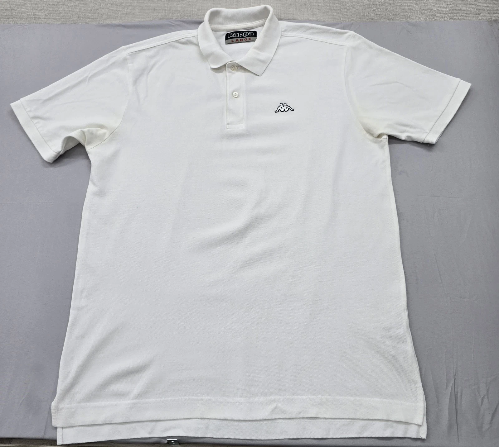 Kappa Men's White Cotton Polo Shirt Large Short Sleeve Button-Down