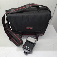 Pentax Camera Bag Digital SLR Case Multi Compartment Black + AF260SA Flash Used