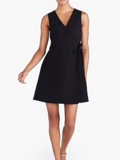 J. Crew Women's Ponte Wrap Tie Dress Medium Flare A-Line Little Black Dress