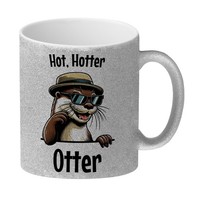 Cooler Otter Glitzer-Kaffeebecher Mit Spruch Hot Hotter Otter