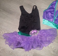 Weissman Dance Costume Black Purple  Green Biketard W Childs/ Kids Size 7/8 IC