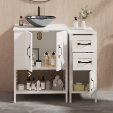 36" Modern Bathroom Vanity Cabinet Storage with Sink Combo w/2 Door & 3 Drawers