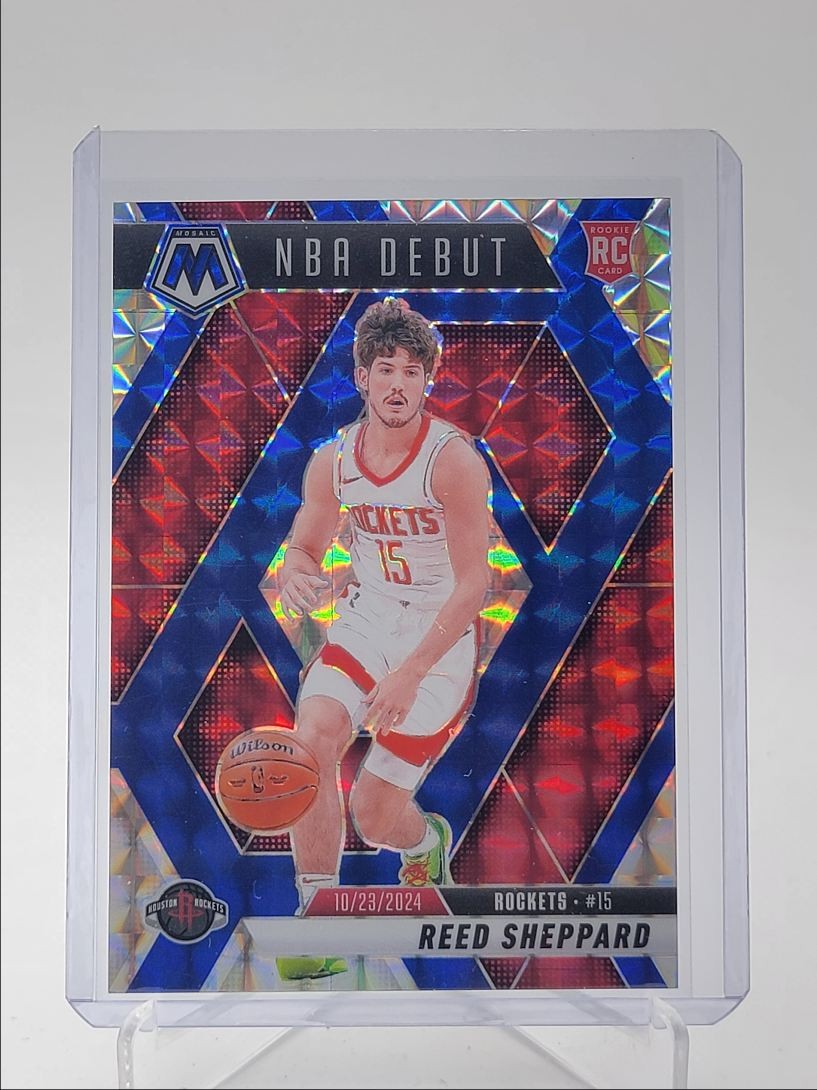 REED SHEPPARD 2024-25 MOSAIC NBA DEBUT ROOKIE CHOICE BLUE PRIZM RC /45 Q4003
