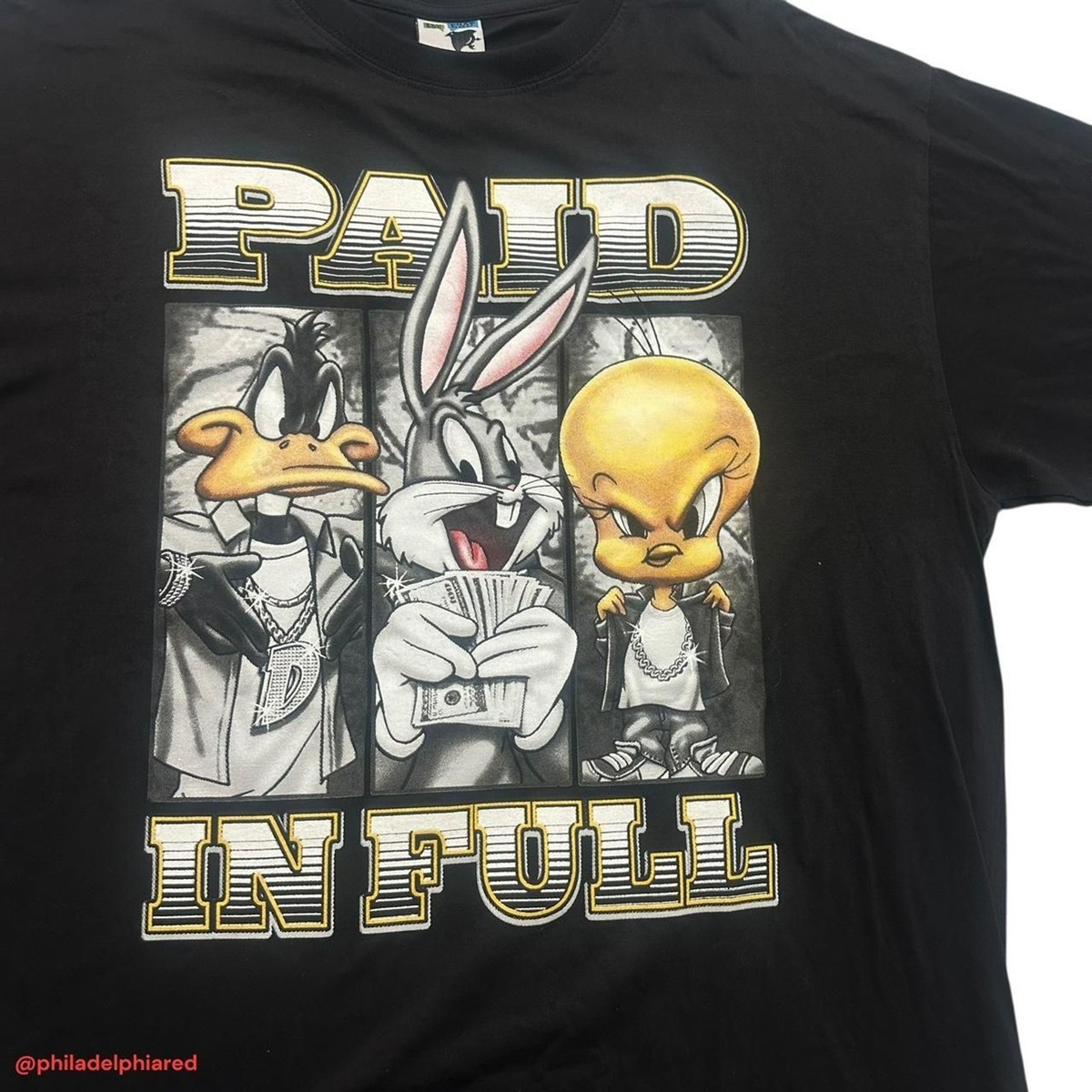 レア LOONEY TUNES Tシャツ 2000 Vintage Y2K 2000's Gangster Looney Tunes paid in full t-shirt