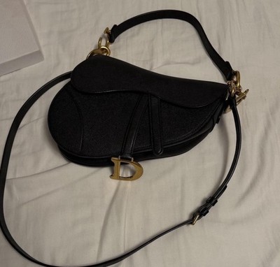 Dior Saddle Black Shoulder Bag Gold Hardware and changeable Strap w/ Dust Bags