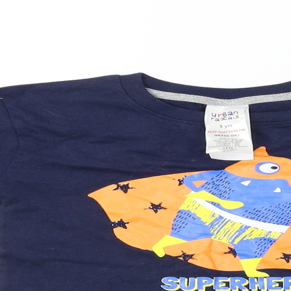 Boys UK Size 5 Years urban rascals Blue Basic T-Shirt image 3