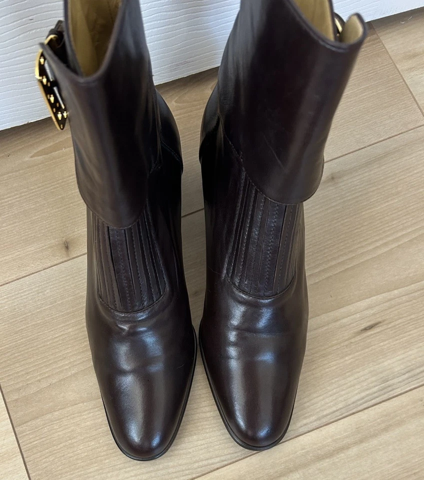 Botas de cuero suave para mujer BALDININI talla 7 marrón al tobillo hechas en Italia Foto 2 de 4