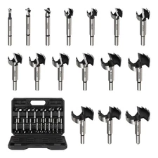 Vearter 16PCS 16-54mm HCS Forstner Bit Wood Drill Bit Kit Round Shank