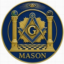 STICKER mason square Compass Gold Blue USA