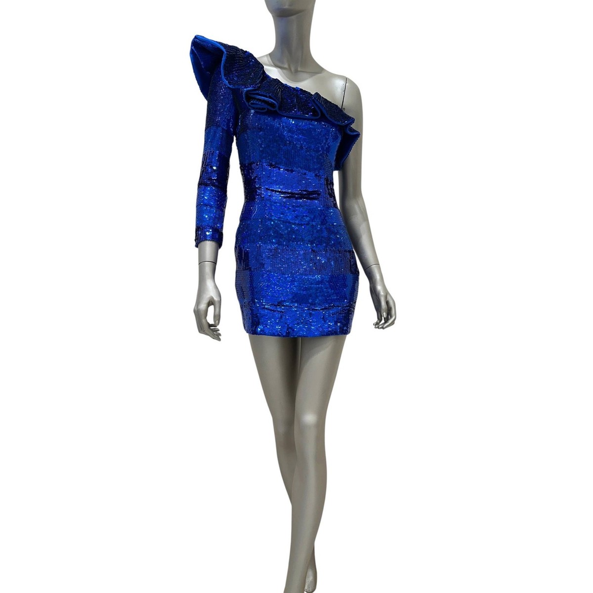 Balmain One-Shoulder Sequin Mini Dress 2009 Size 38