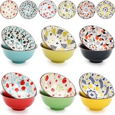12 PackCeramic Bowls 10 Fl-oz Porcelain Dessert Bowls  Assorted Colorful Ice Cre