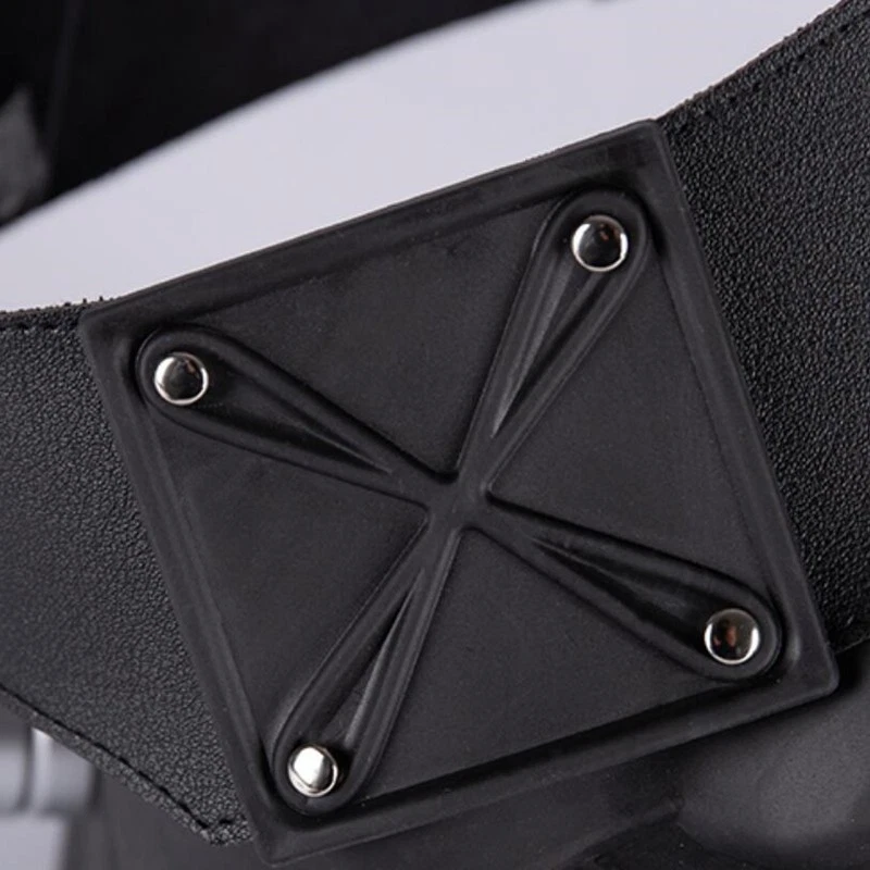 Maschera Tokyo Ghoul Kaneki Ken Cosplay Halloween in pelle nera con zip Bocca - Immagine 4 di 4