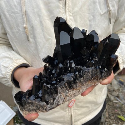4.4LB Natural Smoky black Quartz Crystal Cluster Rough Specimen Healing Stone