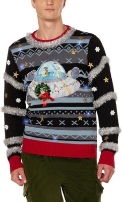 Light Up RICK AND MORTY UFO Ugly Christmas Sweater NEW W/TAGS ADULT XL X-LARGE