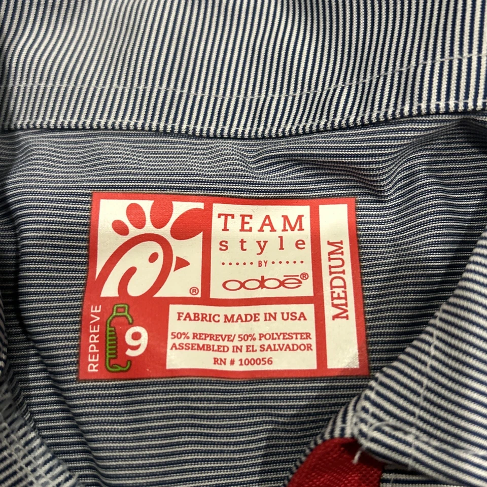 Chick Fil A Employee Work Polo Shirt Men’s M Striped A21 - Image 2 of 3