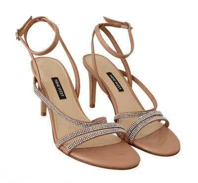 Chaussures NINE WEST cuir rose bride cheville cristaux talons sandales EU38 /... - Photo 1/4