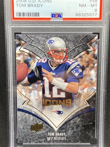 TOM BRADY 2008 UPPER DECK ICONS # 58 PSA 8