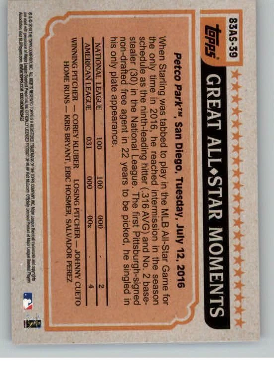 2018 Topps '83 All Stars Blue #83AS39 Starling Marte (ref 127317) - Image 2 of 2