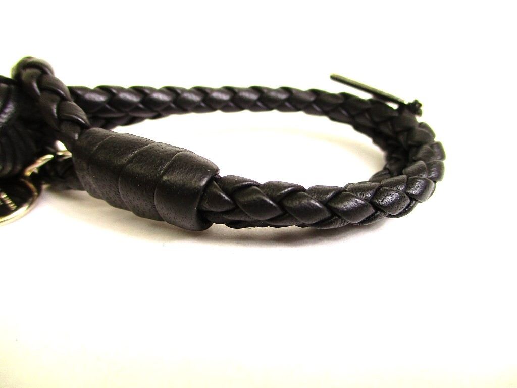 【完売間近】 Bottega Veneta Nappa Bracelet Brown Auth BOTTEGA BENETA Intrecciato Black Leather Bangle