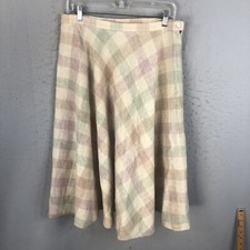 Vintage Sears Skirt Womens Small Pastel Checks Wools Blend The Gathering 60s