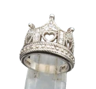 925 Sterling Silver  Vintage Sparkly Topaz Royal Crown Ring Sz 5  RG24565