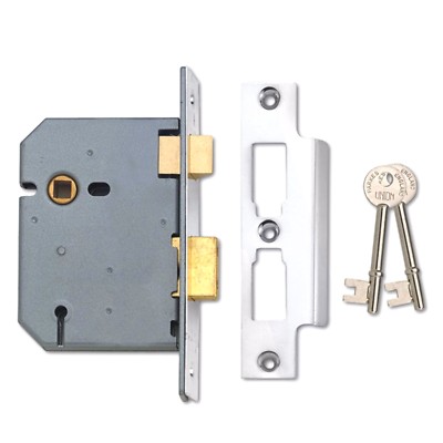 Union 2277 Chrom Stirnseite 3 Hebel Einsteckflügelschloss 100 mm Gehäusetiefe