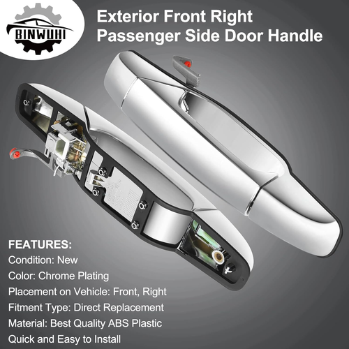 Front Passenger Side Exterior Door Handle for GMC Sierra, Escalade, Silverado, T - Picture 3 of 5