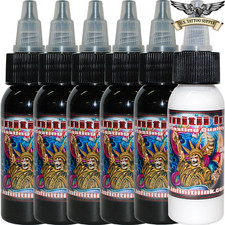 Infinitii Premium Quality Tattoo Ink 6 Piece Complete Graywash Set 1oz