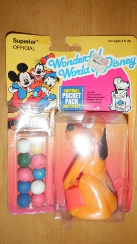 SUPERIOR OFFICIAL GUMBALL POCKET PACK DISPENSER DISNEY PLUTO 1986 pez - Picture 2 of 2