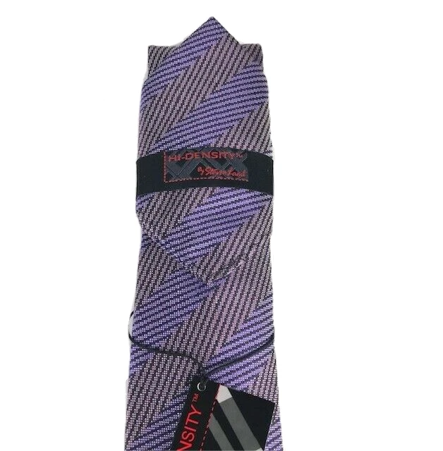 Steven Land Men's Tie & Pocket Square Set Purple Pink Black Hi-Density 3.5" Wide - Image 2 of 4