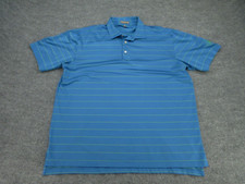 Peter Millar Polo Shirt Mens XL Blue Striped Summer Comfort Short Sleeve Adult