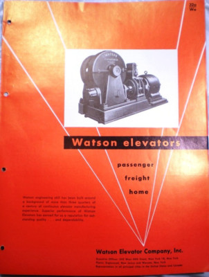 1955 WATSON ELEVATOR Passenger Freight Home ASBESTOS Composition BRAKES Catalog