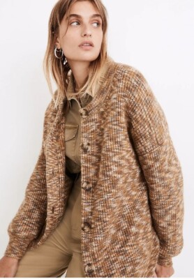 NWT! Madewell Space-Dyed Winstead Beige Oversized Button Cardigan Sweater! XXS 