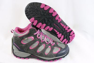 Kids Girls Youth Merrell Hilltop Ventilator Mid Grey Pink Sneakers Shoes Boots