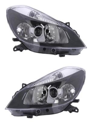 PHARE AVANT GAUCHE + DROIT ELECTRIQUE POUR RENAULT CLIO III H7 H7 H1 NOIR ! - Photo 1/4