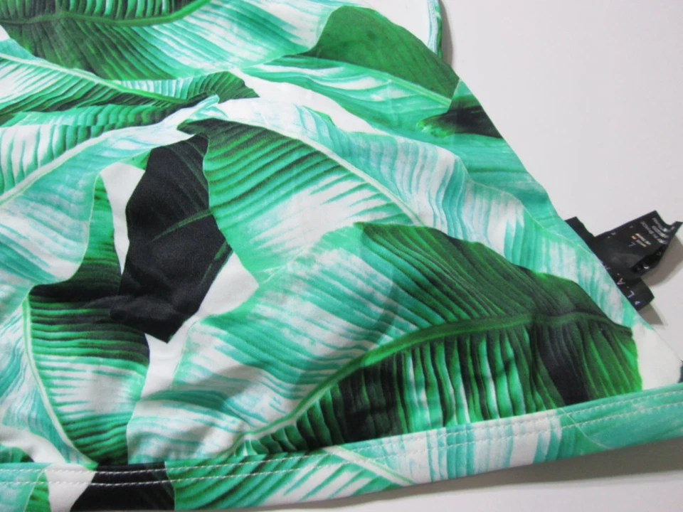 L.A. Top de bikini Hearts para mujer talla L verde forrado inalámbrico espalda deportiva estampado de hojas Foto 4 de 4