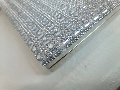 Elegant Silver rhinestone studded metallic clutch bag - Picture 11 of 11